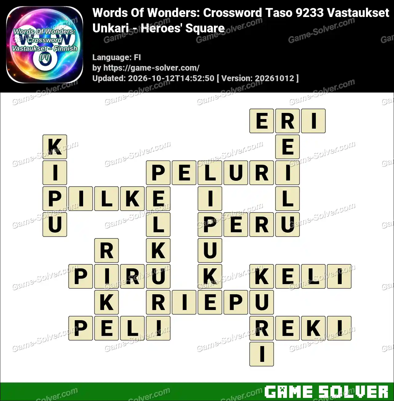 Words Of Wonders: Crossword Taso 9233 Vastaukset – Unkari – Heroes’ Square